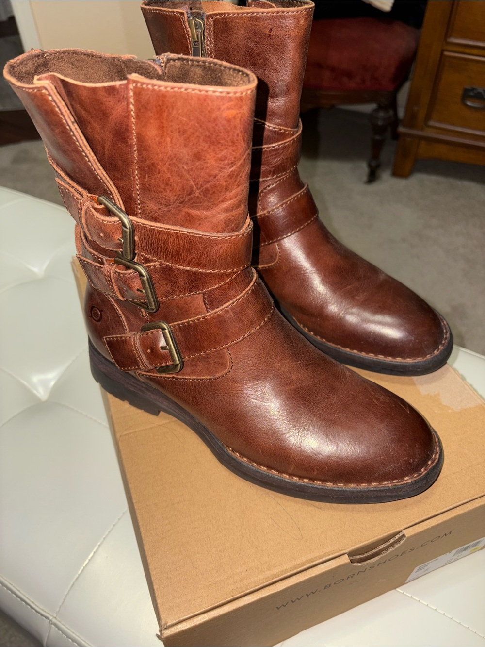 Born Brown “Mayne” Boots Sz 8 1/2 Preowned - Picture 2 of 7